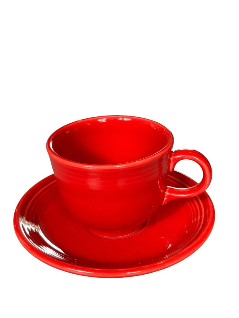 Fiesta Scarlet Red Flat Cup & Saucer Set Homer Laughlin USA